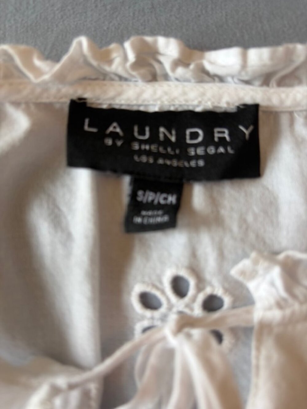 Laundry by Shelli Segal Women's White 100% Cotton Eyelet Lace Top Small Coquette - Picture 6 of 10
